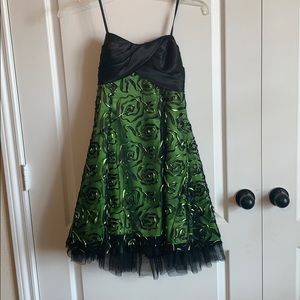 Blondie Nites Black and Green Strapless dress